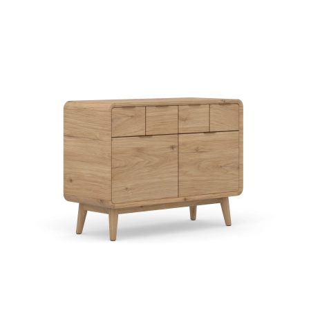 Komoda z litego drewna 120 × 90 × 50 cm – 4 szuflady i 2 szafki